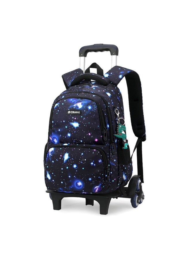 Huitich Black Star Trolley School Backpack Six Wheels with Telescopic Handle - Image 1